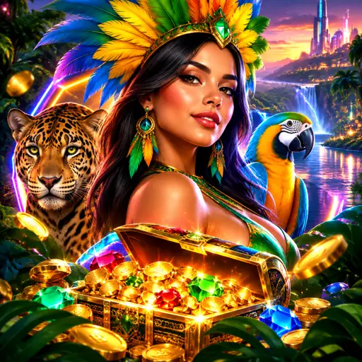 Estúdio de game show ao vivo com luzes e apresentador
